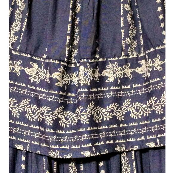 Japna Women's Strapless Smocked Flowy Jumpsuit Blue Paisley Wide Leg Size XS New - Picture 6 of 12